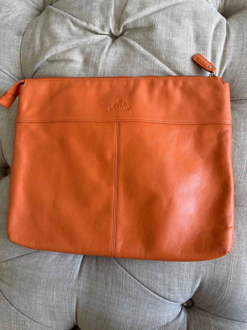 Rowallan Orange Genuine Leather Laptop Sleeve